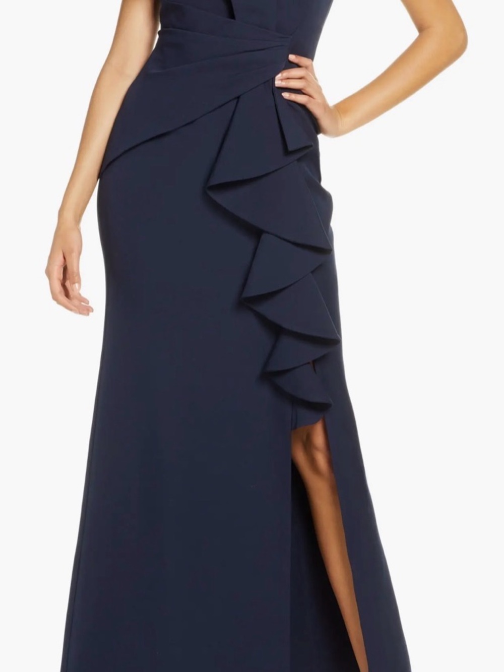 Eliza J Blush Pink Sleeveless Ruffle-Front Evening Gown - Picture 12 of 12